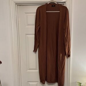 Tahari Rust Open-Front Knit Cardigan